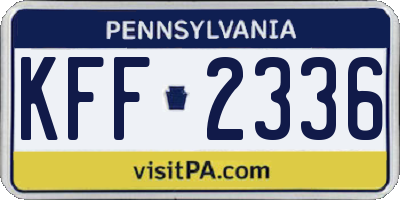 PA license plate KFF2336