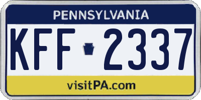 PA license plate KFF2337