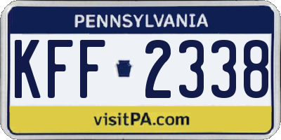 PA license plate KFF2338