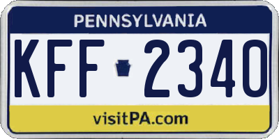 PA license plate KFF2340