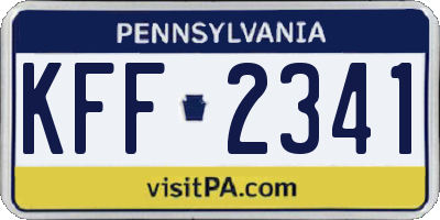 PA license plate KFF2341