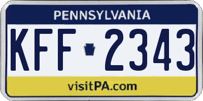 PA license plate KFF2343