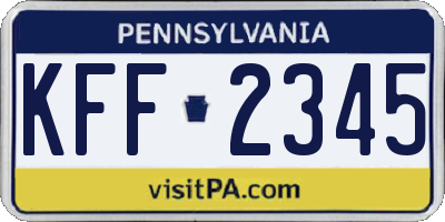PA license plate KFF2345