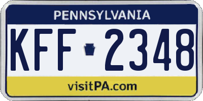 PA license plate KFF2348