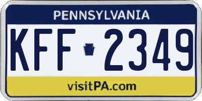 PA license plate KFF2349