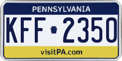 PA license plate KFF2350