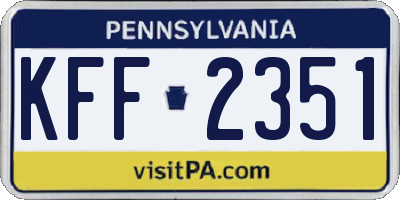 PA license plate KFF2351