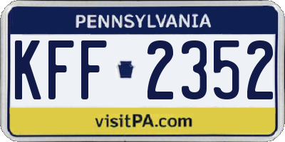 PA license plate KFF2352