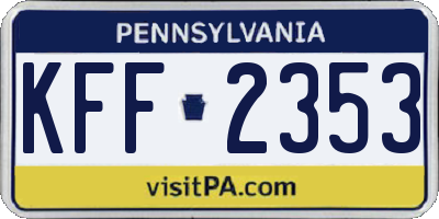 PA license plate KFF2353