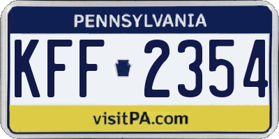 PA license plate KFF2354