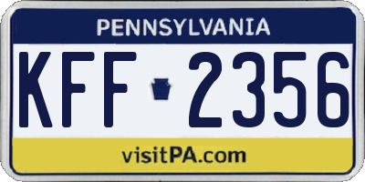 PA license plate KFF2356