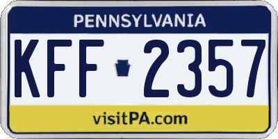 PA license plate KFF2357