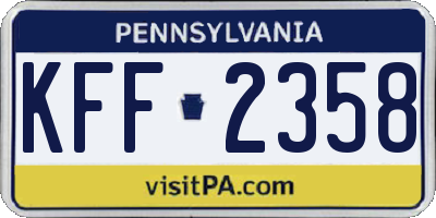 PA license plate KFF2358
