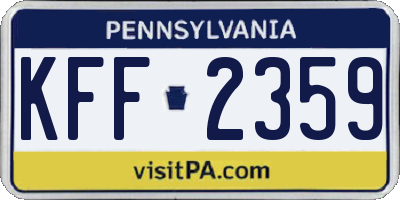 PA license plate KFF2359