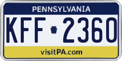 PA license plate KFF2360