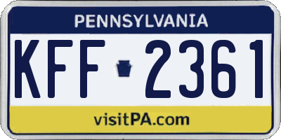 PA license plate KFF2361