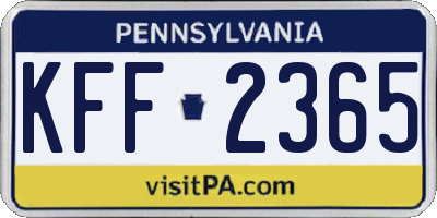 PA license plate KFF2365