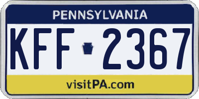 PA license plate KFF2367