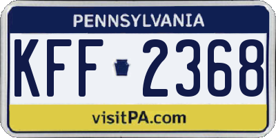 PA license plate KFF2368