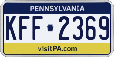 PA license plate KFF2369