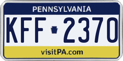 PA license plate KFF2370