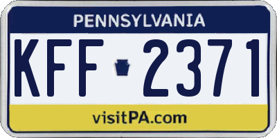 PA license plate KFF2371