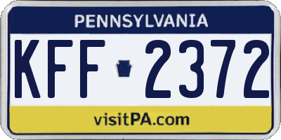 PA license plate KFF2372