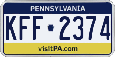 PA license plate KFF2374