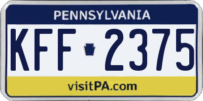 PA license plate KFF2375