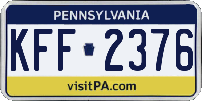 PA license plate KFF2376