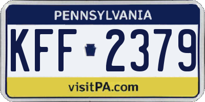 PA license plate KFF2379