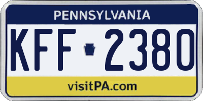 PA license plate KFF2380
