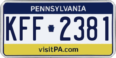PA license plate KFF2381