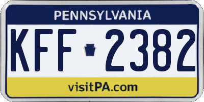 PA license plate KFF2382