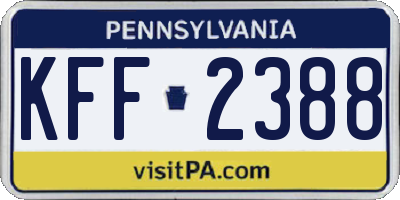PA license plate KFF2388