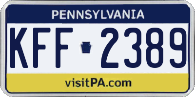 PA license plate KFF2389