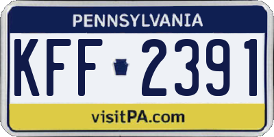 PA license plate KFF2391