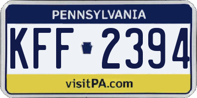 PA license plate KFF2394