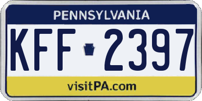 PA license plate KFF2397