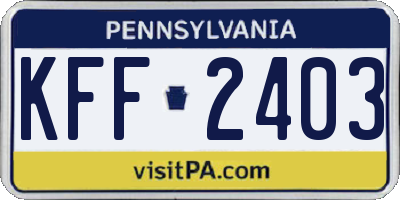 PA license plate KFF2403