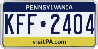 PA license plate KFF2404