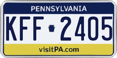 PA license plate KFF2405