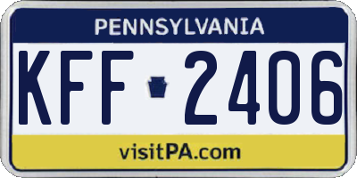 PA license plate KFF2406