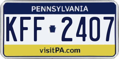 PA license plate KFF2407