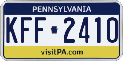 PA license plate KFF2410