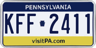PA license plate KFF2411