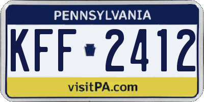 PA license plate KFF2412