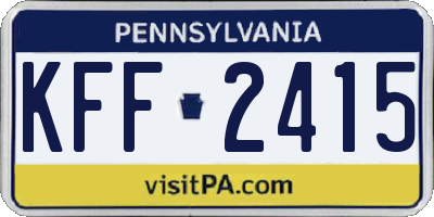 PA license plate KFF2415