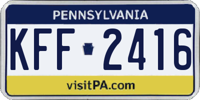 PA license plate KFF2416