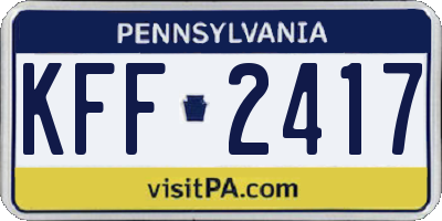 PA license plate KFF2417